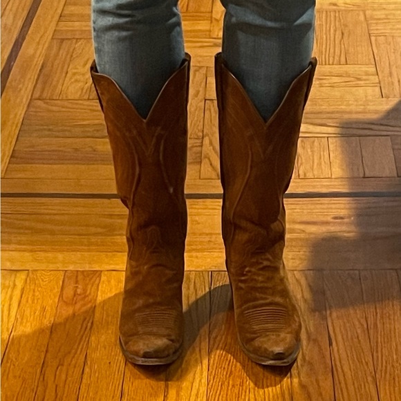 Brown Suede Cowboy Boots - Picture 4 of 12